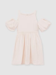 Reiss Ivory Christelle 13-14 yrs Sateen Puff-Sleeve Bridesmaid Dress - Image 1 of 5