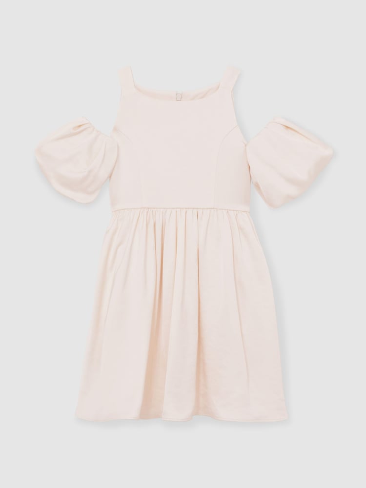Reiss Ivory Christelle 9-13 yrs Sateen Puff-Sleeve Bridesmaid Dress - Image 2 of 5