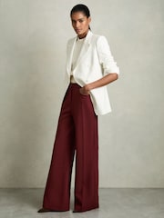 Reiss Dark Red Heather Palazzo Tailored Trousers - Image 1 of 5