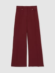 Reiss Dark Red Heather Palazzo Tailored Trousers - Image 2 of 5