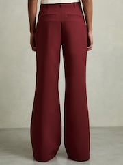 Reiss Dark Red Heather Palazzo Tailored Trousers - Image 4 of 5