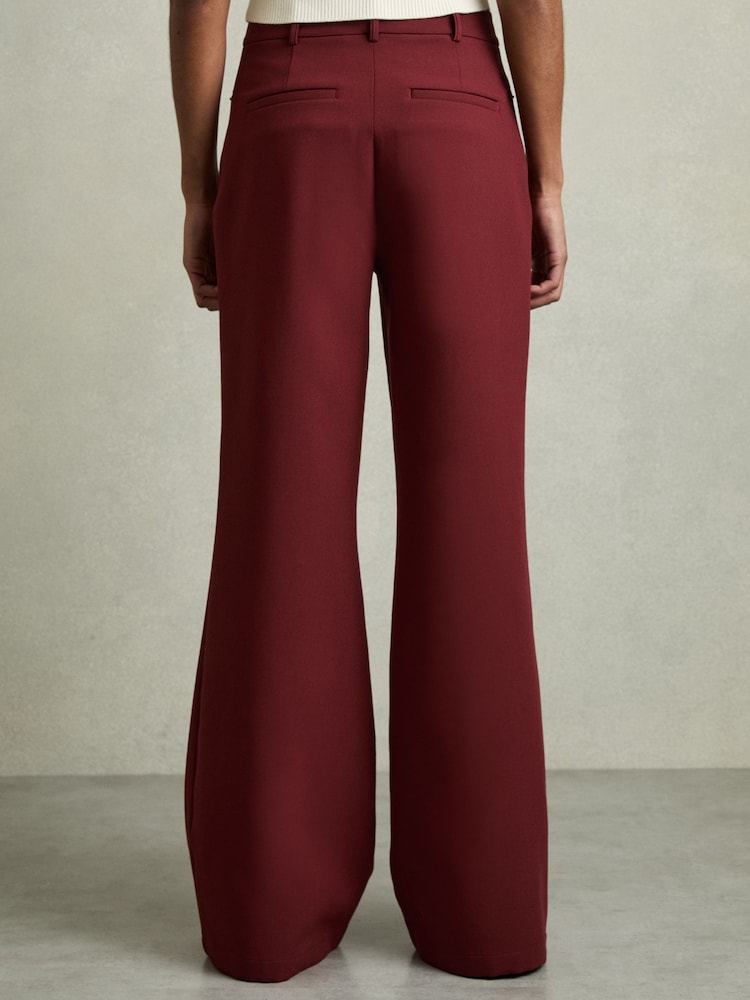 Reiss Dark Red Heather Palazzo Tailored Trousers - Image 4 of 5
