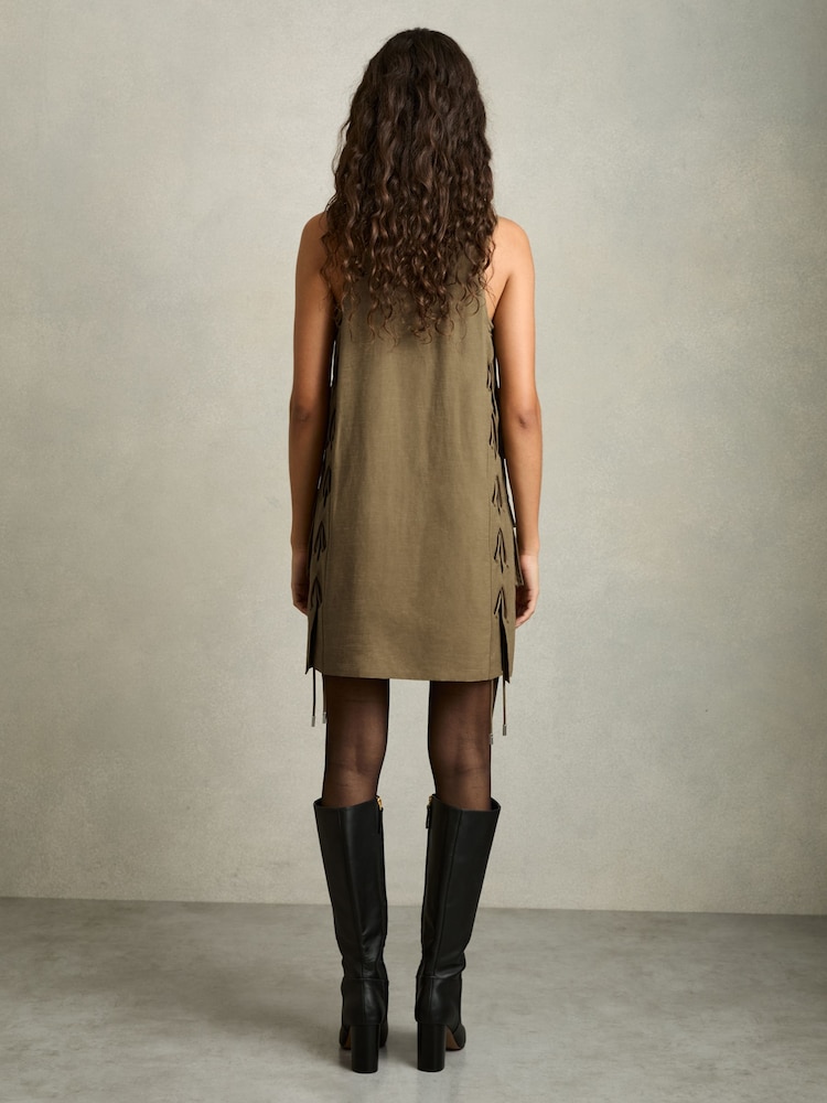 Buy Reiss Khaki Essie Utility Zip-Through Mini Dress With Linen from Next  Turkey