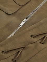 Reiss Khaki Essie Utility Zip-Through Mini Dress With Linen - Image 9 of 9