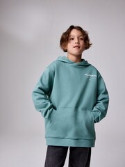smALLSAINTS Teal Blue Oversized Underground Pullover Hoodie - Image 1 of 9