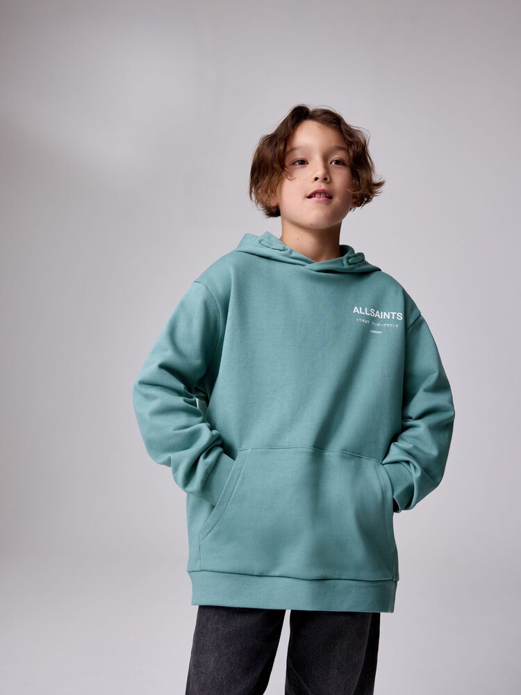 smALLSAINTS Teal Blue Oversized Underground Pullover Hoodie - Image 1 of 9