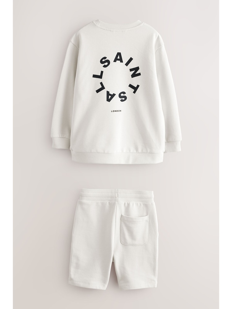 smALLSAINTS Light Grey Oversized Tierra Sweatshirt and Shorts Set - Image 2 of 11 smALLSAINTS Light Grey Oversized Tierra Sweatshirt and Shorts Set - Image 2 of 11