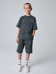smALLSAINTS Washed Grey Boys Underground T-Shirt and Sweat Shorts Set - Image 1 of 10