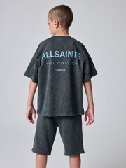 smALLSAINTS Washed Grey Boys Underground T-Shirt and Sweat Shorts Set - Image 2 of 10
