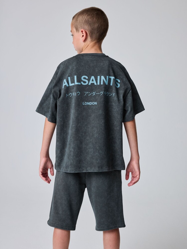 smALLSAINTS Washed Grey Boys Underground T-Shirt and Sweat Shorts Set - Image 2 of 10