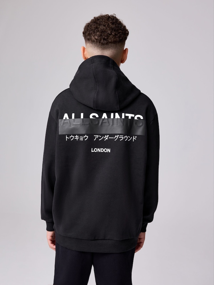 smALLSAINTS Black Redact Oversized Underground Pullover Hoodie - Image 1 of 12 smALLSAINTS Black Redact Oversized Underground Pullover Hoodie - Image 1 of 12