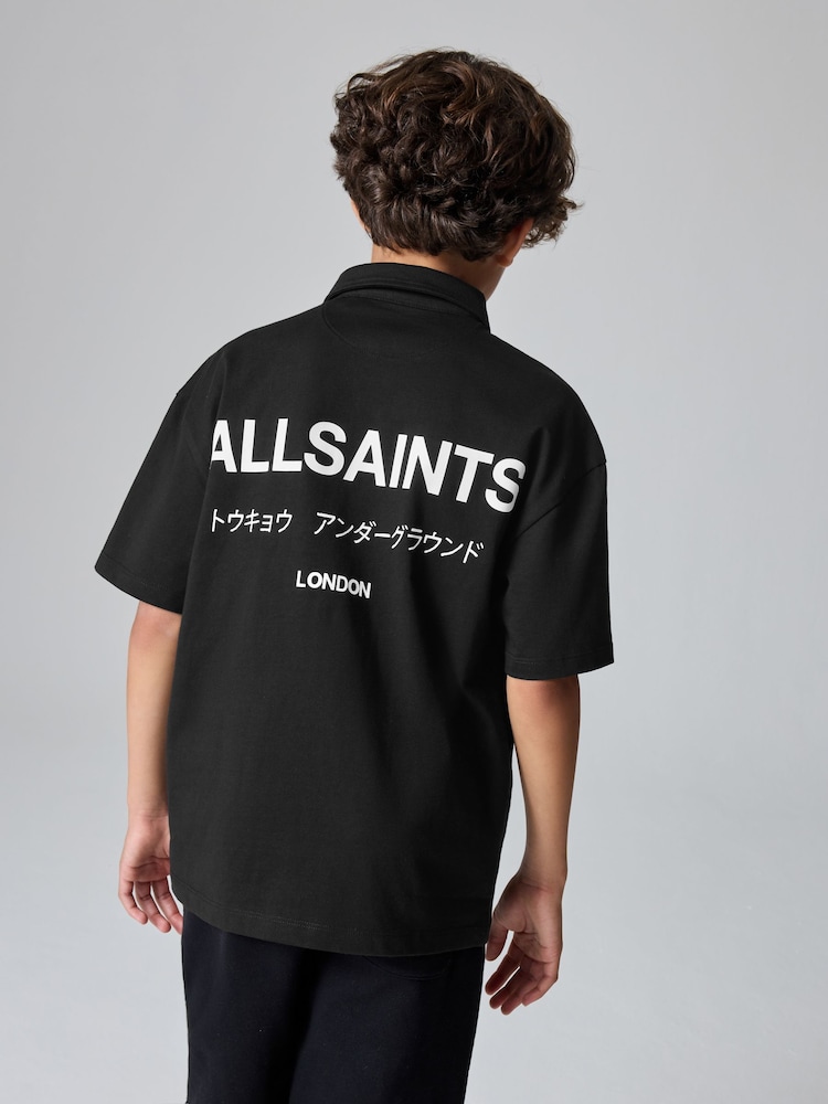 smALLSAINTS Black Oversized Underground Short Sleeve Polo Shirt - Image 2 of 5