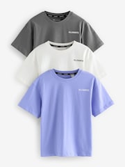 smALLSAINTS Grey/Purple Boys Logo Crew Relaxed T-Shirts 3 Pack - Image 1 of 7