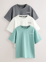 smALLSAINTS Teal Blue/Grey Boys Logo Crew Relaxed T-Shirts 3 Pack - Image 1 of 7