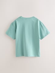 smALLSAINTS Teal Blue/Grey Boys Logo Crew Relaxed T-Shirts 3 Pack - Image 5 of 7
