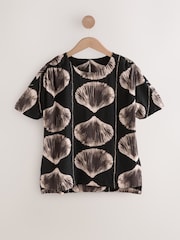Black Shell Print Textured Boxy T-Shirt - Image 6 of 8