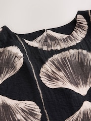 Black Shell Print Textured Boxy T-Shirt - Image 8 of 8