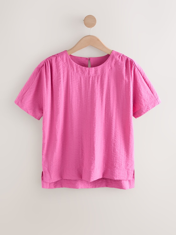 Pink Textured Boxy T-Shirt - Image 1 of 3