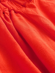 Red Short Sleeve Tie Neck Bardot Top - Image 2 of 7