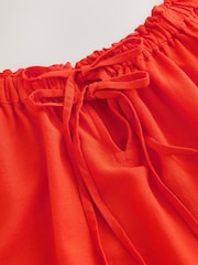 Red Short Sleeve Tie Neck Bardot Top - Image 5 of 7