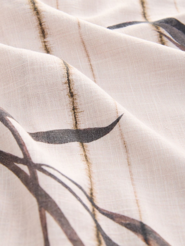 Cream/ Neutral Palm Print Short Sleeve Boxy T-Shirt with Linen - Image 7 of 7