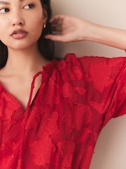 Rojo - Jaquard Floral Bubblehem Blouse - Imagen 6 de 9