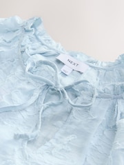 Blue Jaquard Floral Bubblehem Blouse - Image 3 of 3