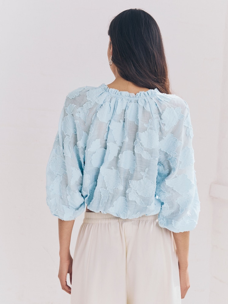 Albastru - Bluză Jaquard Floral Bubblehem - Image 4 of 9