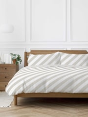 Copenhagen Home Natural Diagonal Stripe Duvet Cover Set - Image 1 of 2
