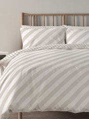 Copenhagen Home Natural Diagonal Stripe Duvet Cover Set - Image 2 of 2