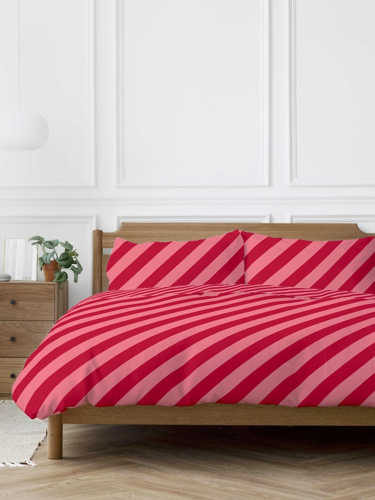 Copenhagen Home Pink Candy Cane Duvet Cover Set - Image 1 of 2
