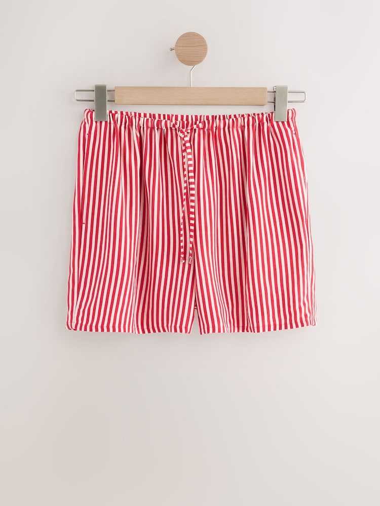 Rot/Weiß gestreift - Elasticated Tie Waist Shorts with Linen - Image 5 of 7
