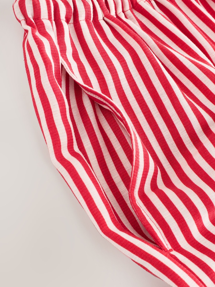 Rot/Weiß gestreift - Elasticated Tie Waist Shorts with Linen - Image 7 of 7