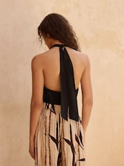 Black Hardware Detail Halter Top - Image 3 of 8