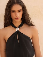 Black Hardware Detail Halter Top - Image 4 of 8
