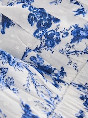 White/Blue Floral Smock Detail Tie Front Cami - Image 7 of 7