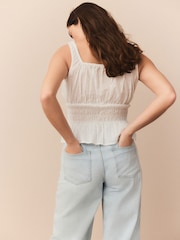 White Smock Detail Tie Front Cami - Image 4 of 8