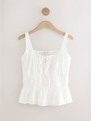 White Smock Detail Tie Front Cami - Image 6 of 8