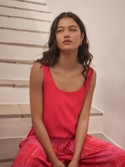 Red Sleeveless Bubblehem Cami Top - Image 2 of 7
