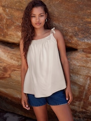 Белый - Tassel Strappy Cami With Linen - Изображение 1 из 3