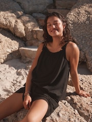 Black Tassel Strappy Cami With Linen - Image 1 of 6