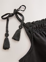 Black Tassel Strappy Cami With Linen - Image 5 of 6