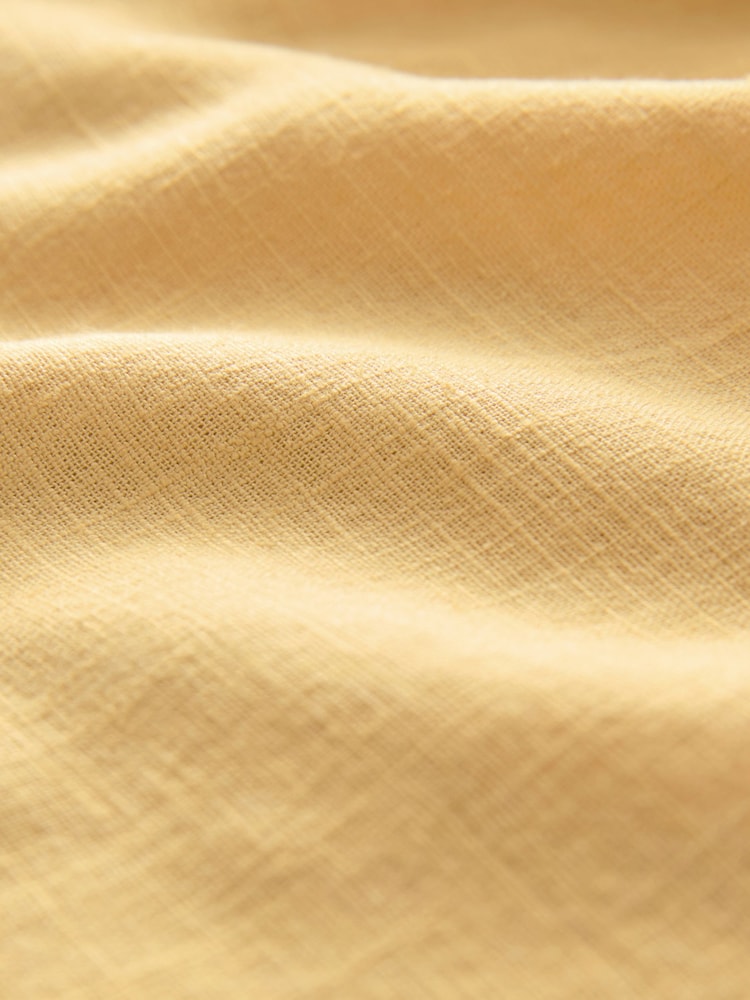 Lemon Yellow Button Down Ruffle Sleeve Top With Linen - Image 6 of 6