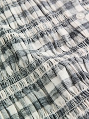 Denim Blue Gingham Check Sleeveless Button Down Smock Top - Image 7 of 7