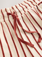 Red/Ecru Towelling Striped 100% Cotton Shorts - Image 8 of 8