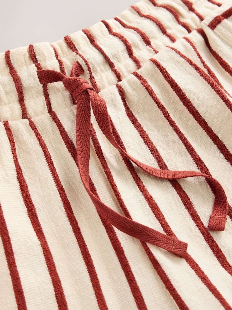 Red/Ecru Towelling Striped 100% Cotton Shorts - Image 8 of 8