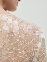 Ecru Sheer Sequin Long Sleeve Top - Image 5 of 5