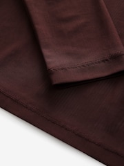 Burgundy Long Sleeve Mesh Top - Image 5 of 6