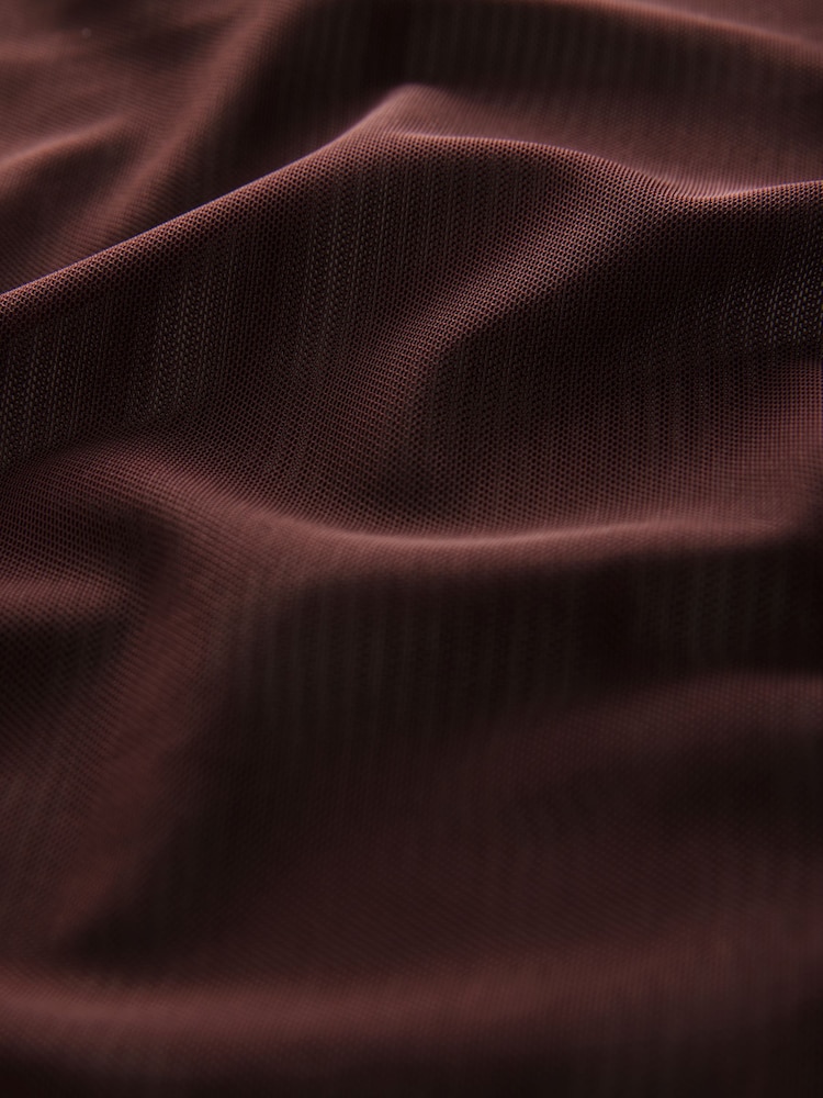 Burgundy Long Sleeve Mesh Top - Image 6 of 6