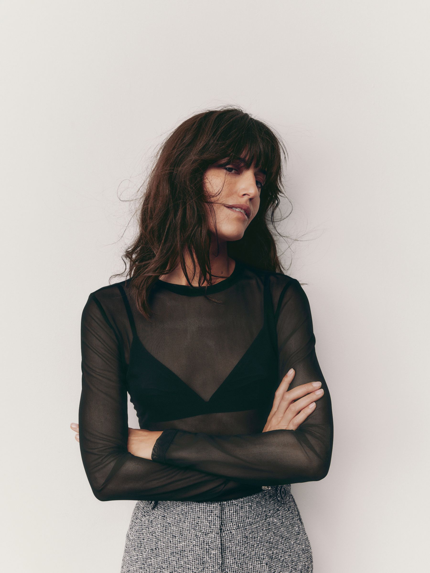 Buy Black Long Sleeve Mesh Top from Next USA